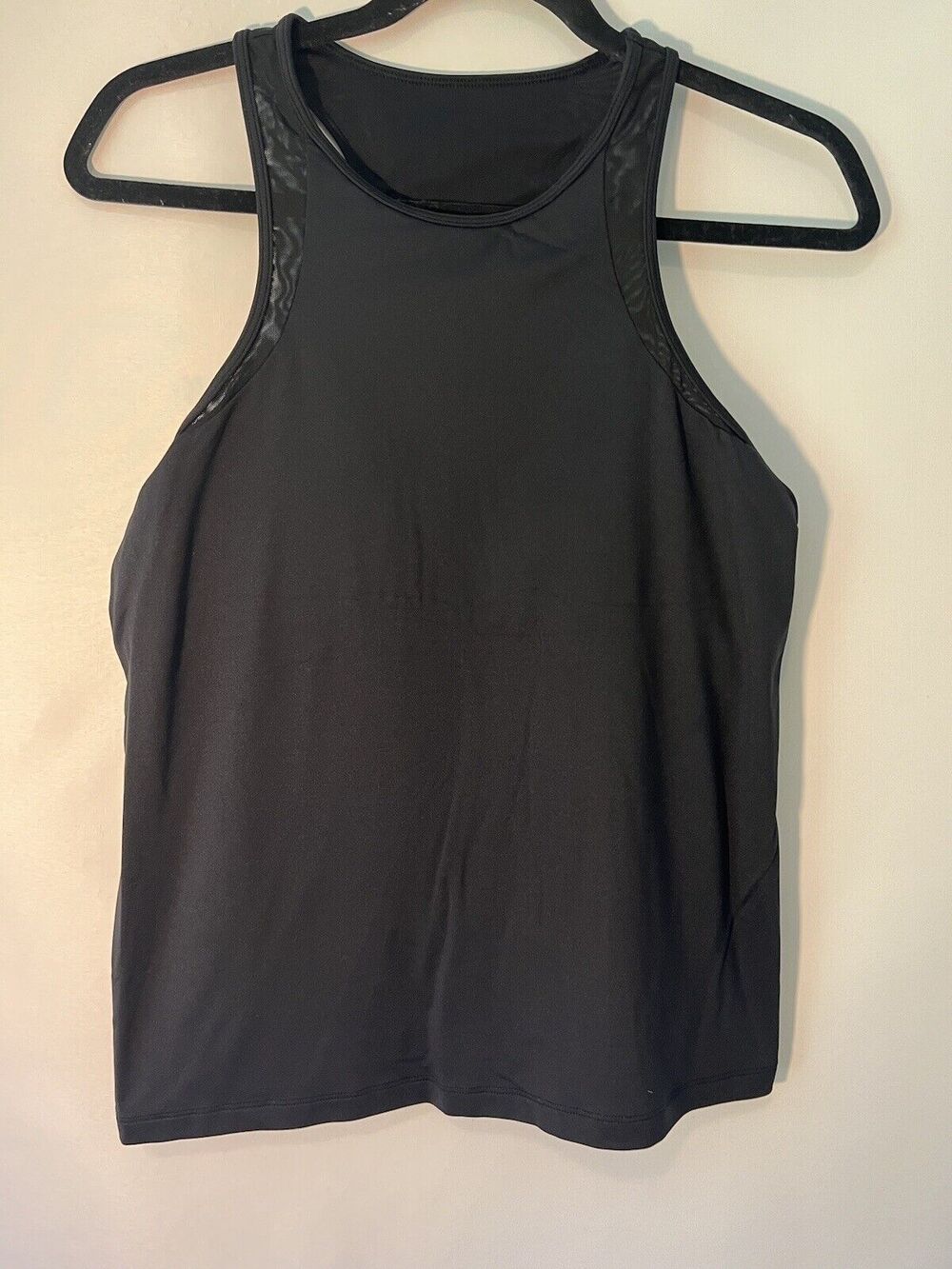 EAC Athletic Tank Top With Built-in Sports Bra Size Large Black Crop